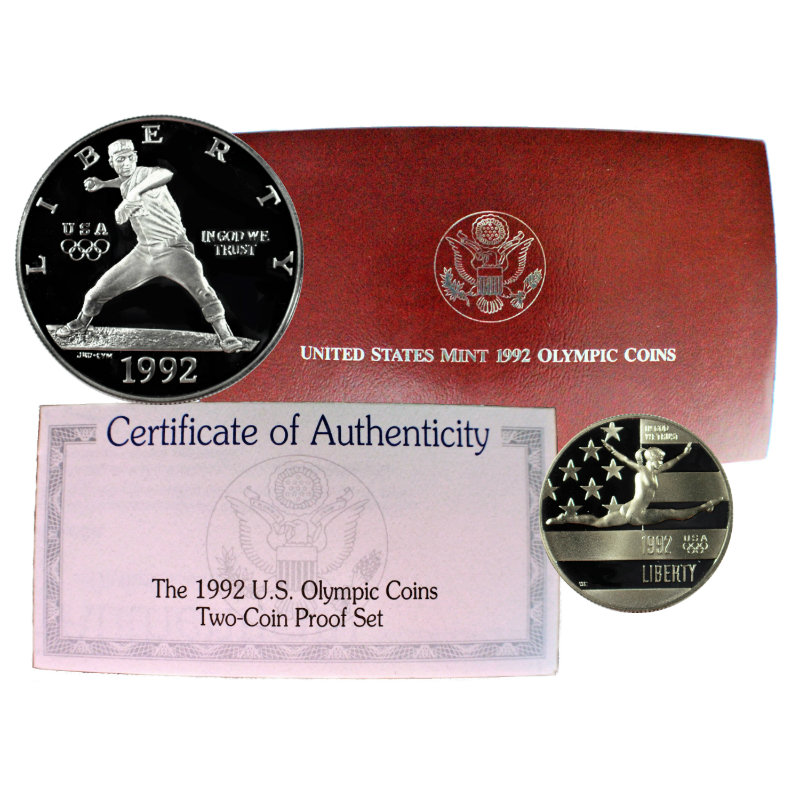 Mintproducts Us Commemorative Coins 1992 Olympic Proof Two Piece Commemorative Coin Set